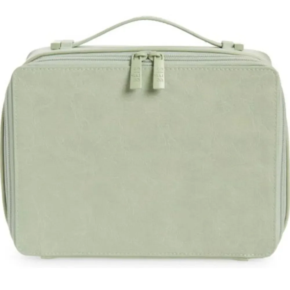 NWT Beis Faux leather cosmetics case in Matcha Green